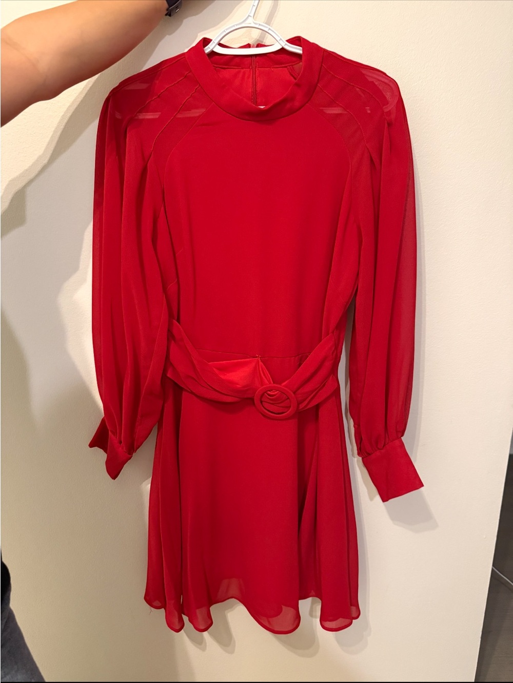 Women's Red Mini Dress with Cinch Belt